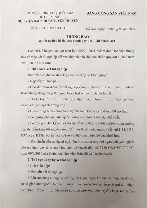 Kết quả xét tốt nghiệp đợt 3 năm 2021 của sinh viên bậc đại học.